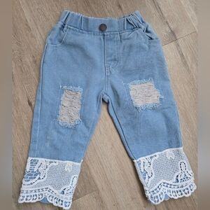 Old Navy Baby Denim Lace Trim Jeans